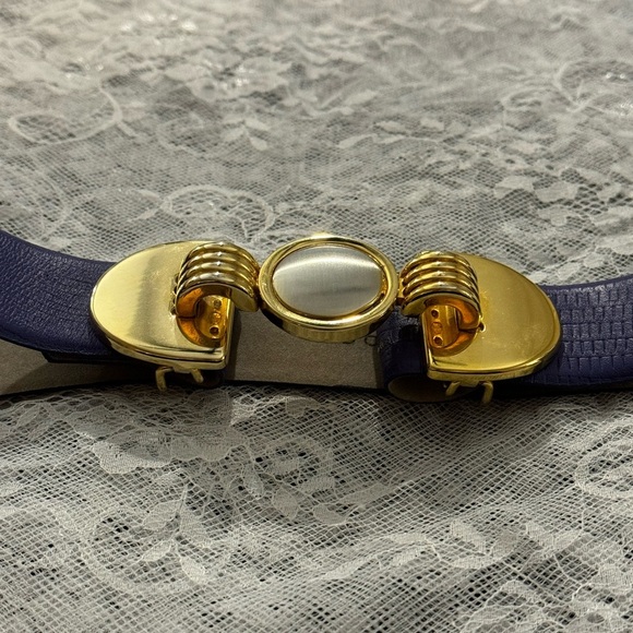 DONCASTER Vintage 80’s Gold & Silver Interlocking Unique Leather Belt Rare Fun - Picture 3 of 12